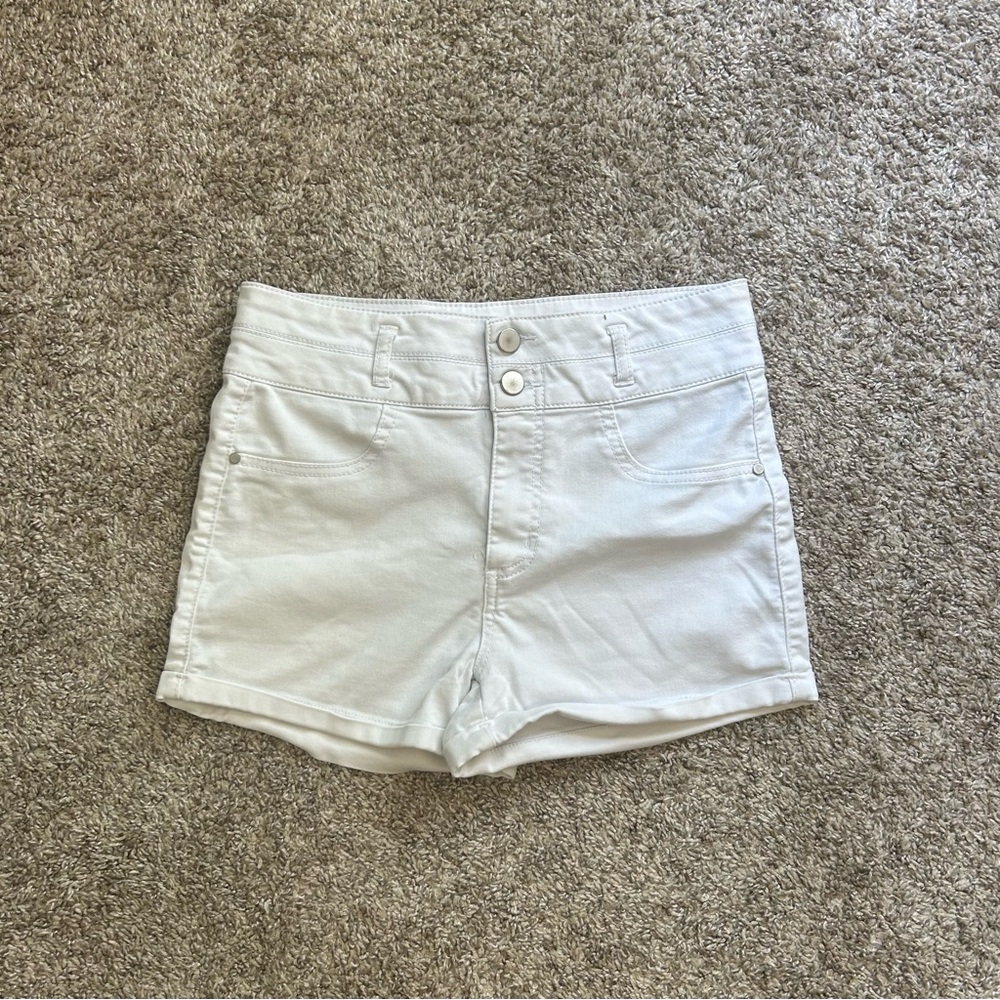 Women's High-Rise White Denim Shorts